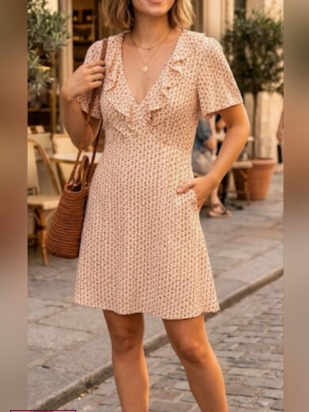 Madewell Women’s Floral Ruffle V-Neck Dress